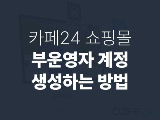 카페24 쇼핑몰 부운영자